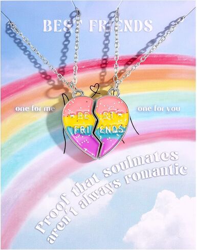 Krfy Friendship Necklace for 2, Best Friend Necklaces for Girls, Matching Pendant BFF Necklace for 2 Sister, Magnetic Split Heart Necklaces for Women Set in Saudi Arabia