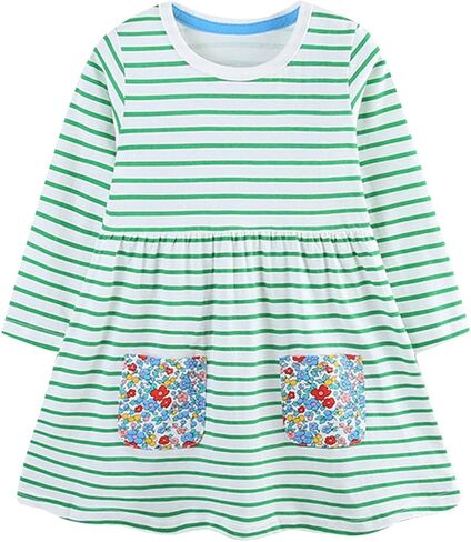 Toddler Girls Dresses for Girl's Long Sleeve Colorblock Flowy Sundress Cute Crewneck Kids Casual Dress School Clothes in Saudi Arabia