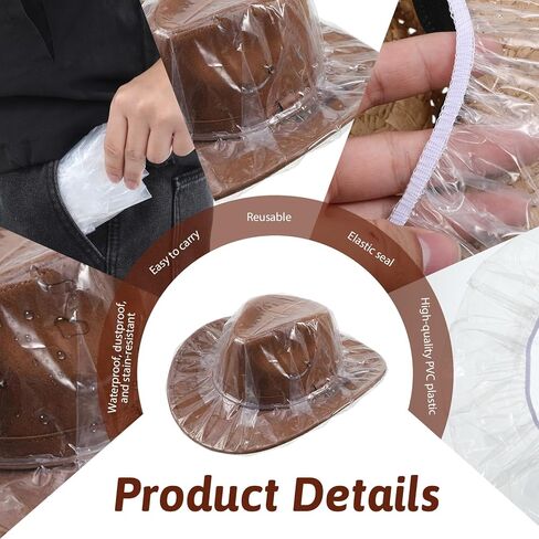 3 قطع قبعة رعاة البقر غطاء المطر XXL قبعة رعاة البقر إكسسوارات القبعات والقبعات، قبعات بلاستيكية مقاومة للماء لحماية تخزين المطر للرجال in Kuwait
