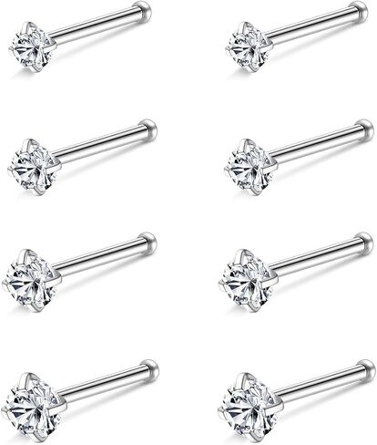 18G 20G G23 Titanium Nose Rings Studs Labret Lip Studs for Women Men Shiny Cubic Zircon Nose Studs Piercing Jewelry in Saudi Arabia