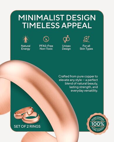 TheraCopper Pure Copper Rings for Women & Men (2-Pack) — 100% Pure Copper Ring — Raw, Solid & Uncoated Authentic Handmade Open-End Adjustable Ayurvedic Jewelry Rings (S/M + L/XL) in Saudi Arabia