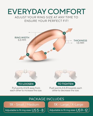 TheraCopper Pure Copper Rings for Women & Men (2-Pack) — 100% Pure Copper Ring — Raw, Solid & Uncoated Authentic Handmade Open-End Adjustable Ayurvedic Jewelry Rings (S/M + L/XL) in Saudi Arabia