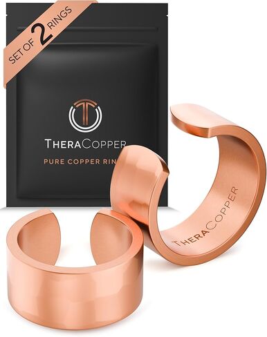 TheraCopper Pure Copper Rings for Women & Men (2-Pack) — 100% Pure Copper Ring — Raw, Solid & Uncoated Authentic Handmade Open-End Adjustable Ayurvedic Jewelry Rings (S/M + L/XL) in Saudi Arabia