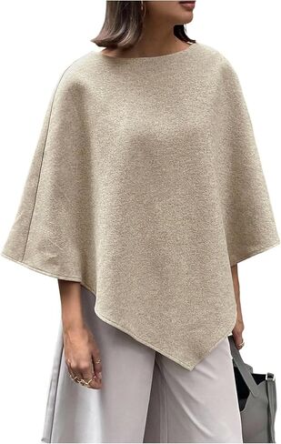 Women's Wool Poncho Tops Baggy Shawls Wraps Fall Poncho Cape Elegant Loose Lightweight Shawls in Saudi Arabia