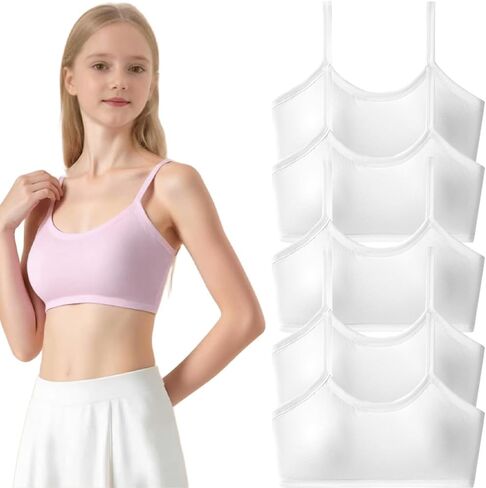 Teen Girls Sports Bras 5 Pack Cotton Underwear Strap Bra and Wire-Free Bras for Kids 10-18 Years in Saudi Arabia