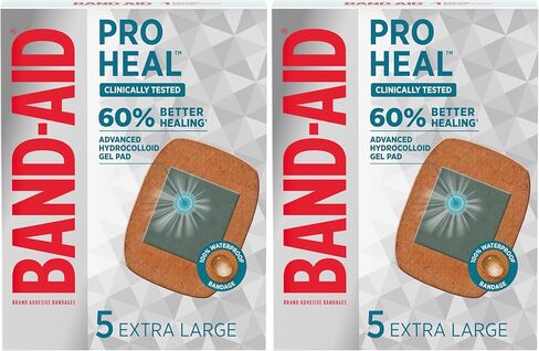 ضمادات لاصقة برو للشفاء من العلامة التجارية Band-Aid مع وسادة جل غرواني مائي، ضمادات مقاومة للماء تم اختبارها سريريًا، شفاء أفضل للجروح الطفيفة، ضمادات إسعافات أولية معقمة، مقاس واحد، 10 قيراط in Kuwait