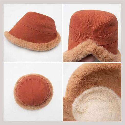 Winter Fur Bucket Hat, Unisex Warm Fluffy Fisherman Fuzzy Bucket Hat in Saudi Arabia
