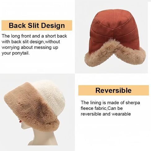 Winter Fur Bucket Hat, Unisex Warm Fluffy Fisherman Fuzzy Bucket Hat in Saudi Arabia