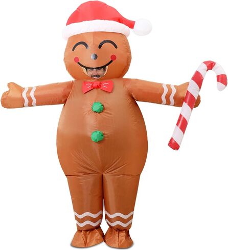 عيد الميلاد زي الزنجبيل نفخ، الزنجبيل رجل زي، تفجير نفخ زي الكبار، مضحك عيد الميلاد نفخ زي، الزنجبيل رجل نيسيس الكبار، أزياء عيد الميلاد العملاقة للبالغين النساء in Saudi Arabia