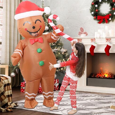 عيد الميلاد زي الزنجبيل نفخ، الزنجبيل رجل زي، تفجير نفخ زي الكبار، مضحك عيد الميلاد نفخ زي، الزنجبيل رجل نيسيس الكبار، أزياء عيد الميلاد العملاقة للبالغين النساء in Saudi Arabia