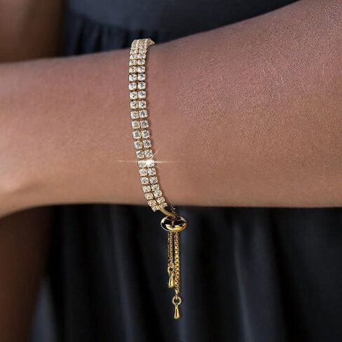 18K gold bracelet women's versatile accessory adjustable moissanite bracelet 2.5MM tennis bracelet Mother's Day, birthday, Christmas gift in Saudi Arabia