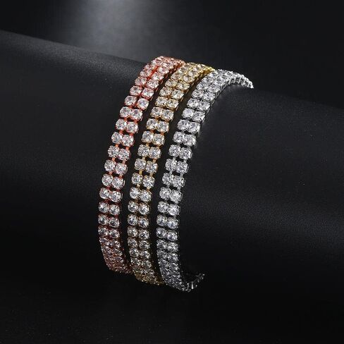 18K gold bracelet women's versatile accessory adjustable moissanite bracelet 2.5MM tennis bracelet Mother's Day, birthday, Christmas gift in Saudi Arabia