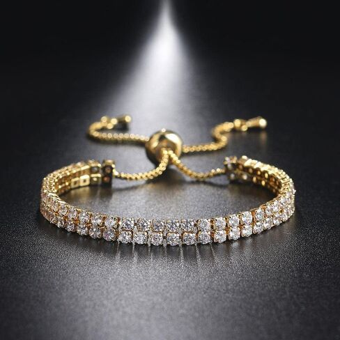 18K gold bracelet women's versatile accessory adjustable moissanite bracelet 2.5MM tennis bracelet Mother's Day, birthday, Christmas gift in Saudi Arabia