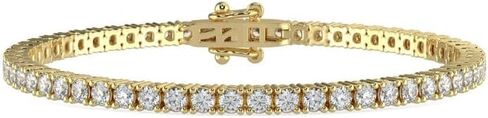 2.00 CT Lab Grown Diamond Tennis Bracelet for Women – 14K Yellow Plated Sterling Silver, Round Cut, Prong Setting, Push Safety Lock, Size 7 (F/G Color, VS Clarity) in Saudi Arabia