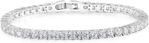 سوار تنس زركونيا مكعب 3 مم للنساء والرجال، سوار تنس كلاسيكي مقاس معصم صغير 6-7.5 بوصة in Kuwait