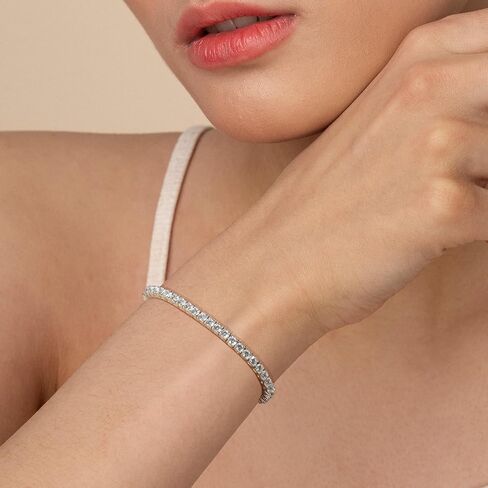 سوار تنس زركونيا مكعب 3 مم للنساء والرجال، سوار تنس كلاسيكي مقاس معصم صغير 6-7.5 بوصة in Kuwait