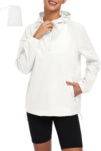 سترة المطر النسائية من Zando مع غطاء للرأس - معطف مطر بلوفر قابل للتعبئة، خفيف الوزن في الهواء الطلق، معطف مطر مقاوم للماء in Saudi Arabia