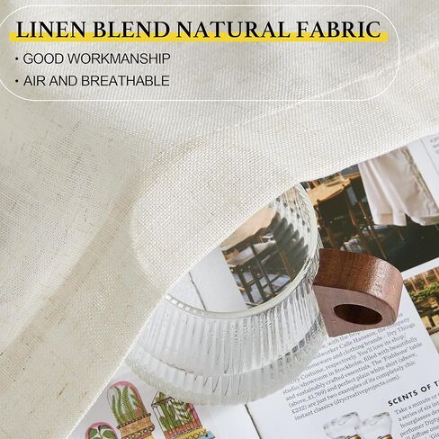 Linen Curtains for Kitchen Farmhouse Country, 2 Panels Back Tab Pocket Light Filtering Sheer Short Cafe Tier Small Window Curtain for Bathroom Basement Nursery, 42 x 24 Inches Length in Saudi Arabia