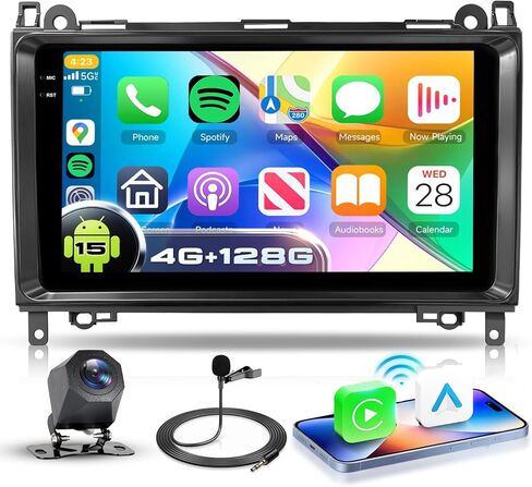 [8 CORE 2G+64G] راديو سيارة لسيارة Mercedes Benz W906 Sprinter W169 W245 W639 Vito Viano مع Carplay اللاسلكي/Android Auto، 9 بوصة Android 13 IPS شاشة تعمل باللمس، بلوتوث، GPS، WiFi، SWC، DSP + كاميرا in Kuwait