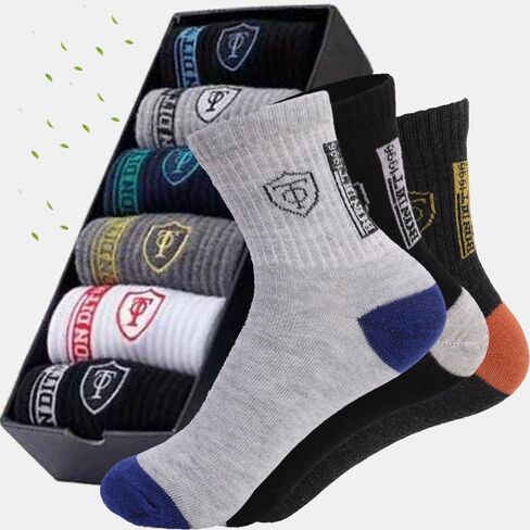 5 Pairs Apring and Fall Mens Sports Socks Summer Breathable Business Tube Socks Multicolor Thick Anti Slip Running Sock,22cm in Saudi Arabia