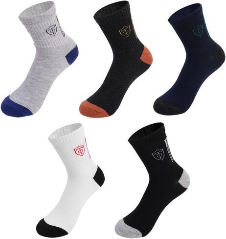 5 Pairs Apring and Fall Mens Sports Socks Summer Breathable Business Tube Socks Multicolor Thick Anti Slip Running Sock,22cm in Saudi Arabia