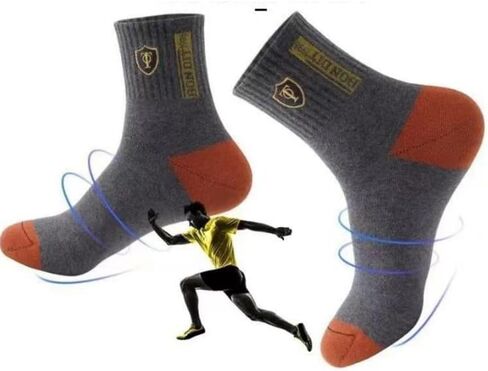 5 Pairs Apring and Fall Mens Sports Socks Summer Breathable Business Tube Socks Multicolor Thick Anti Slip Running Sock,22cm in Saudi Arabia