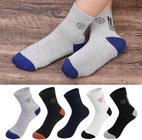 5 Pairs Apring and Fall Mens Sports Socks Summer Breathable Business Tube Socks Multicolor Thick Anti Slip Running Sock,22cm in Saudi Arabia