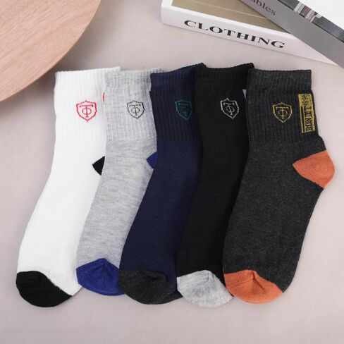 5 Pairs Apring and Fall Mens Sports Socks Summer Breathable Business Tube Socks Multicolor Thick Anti Slip Running Sock,22cm in Saudi Arabia