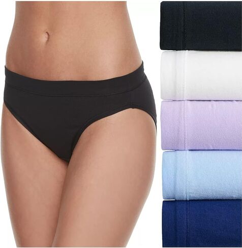 Fruit of the Loom womens Tag Free Cotton Panties bikini underwear, 5 Pack - Assorted Colors, 5 in Saudi Arabia
