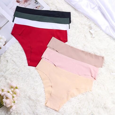 7-Pack Set Seamless Breathable Ice Silk Women Underwear, Solid Color Comfortable and Stylish, No-Show Fit for Everyday Wear in Saudi Arabia