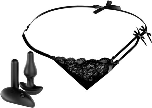 Anal Plug with Remote-Control Vibrating Bullet - Bowtie Bikini - Black - XL - XXL in Saudi Arabia