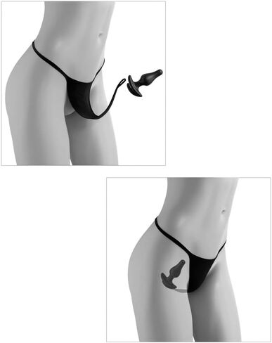 Anal Plug with Remote-Control Vibrating Bullet - Bowtie Bikini - Black - XL - XXL in Saudi Arabia