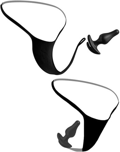 Anal Plug with Remote-Control Vibrating Bullet - Bowtie Bikini - Black - XL - XXL in Saudi Arabia