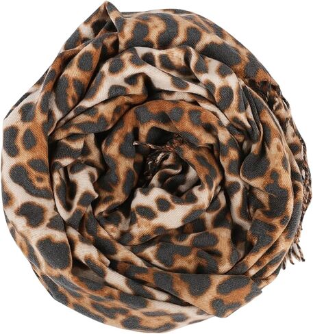 Womens Leopard Print Shawl Scarf Soft Long Double-sided Style Tassels Warm Shawl Scarves Wraps for autumn in Saudi Arabia