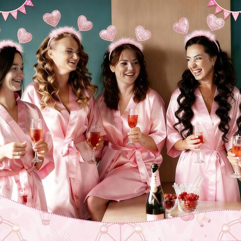 مجموعات هدايا حفلات اليوم من Janmercy 8 قطع من Galentines، 4 قطع من فساتين Galentines الوردية مع 4 × عصابات رأس على شكل قلب لأفكار هدايا الأصدقاء وديكورات الحفلات المسائية in Saudi Arabia