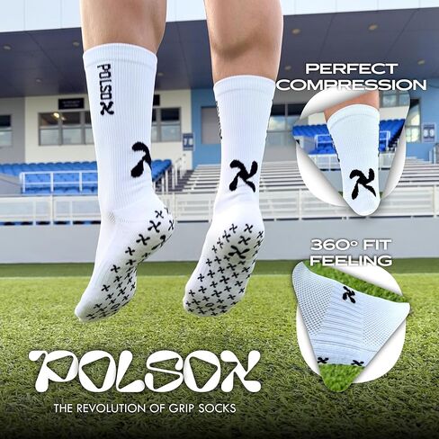جوارب Grip Soccer - جوارب رياضية مضادة للانزلاق للرجال والنساء والشباب - جوارب رياضية مضادة للانزلاق مع وسادات X-Grip in Kuwait