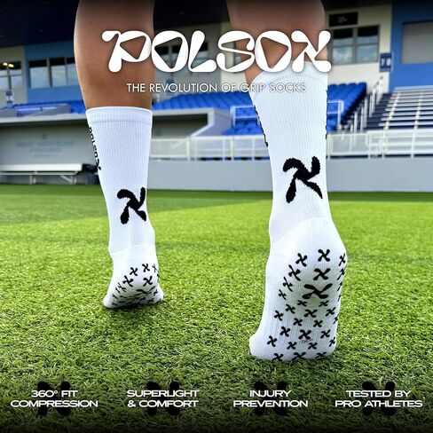جوارب Grip Soccer - جوارب رياضية مضادة للانزلاق للرجال والنساء والشباب - جوارب رياضية مضادة للانزلاق مع وسادات X-Grip in Kuwait