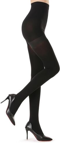 HA WA Opaque Black Compression Tights for women, 2 Pairs High Waist tights with Control Top Pantyhose（2 Black,M） in Saudi Arabia