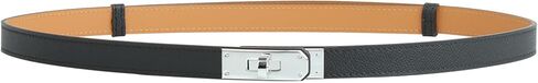 Women's Skinny Leather Belt - Adjustable Alloy Turn Lock, Solid Color - Ideal for Dresses, Jeans, and Coats in Saudi Arabia