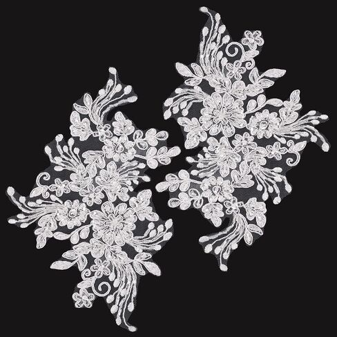 GORGECRAFT 3D Sequins Embroidered Lace Applique Flowers Sew on Trim Patches Glitter Paillette Bead Floral Collar Fabric Craft Decoration Patch for Sewing Wedding Clothes Dress Pants Jeans Bag Gold in Saudi Arabia