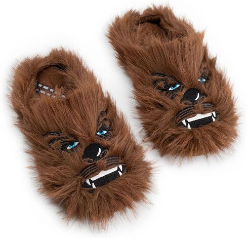 STAR WARS Chewbacca Men's Brown Mule Slippers Fluffy Indoor Lounging Footwear Movie Theme Comfort Shoes | Merch in Saudi Arabia