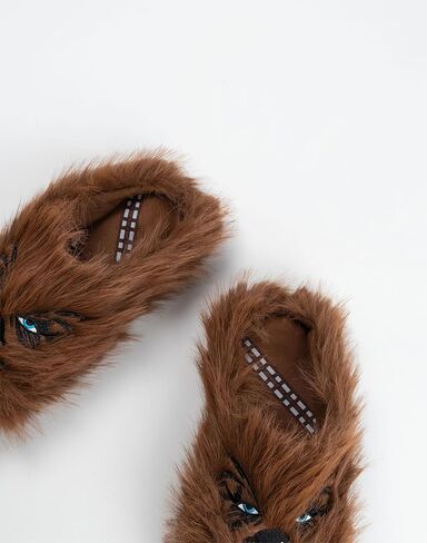 STAR WARS Chewbacca Men's Brown Mule Slippers Fluffy Indoor Lounging Footwear Movie Theme Comfort Shoes | Merch in Saudi Arabia