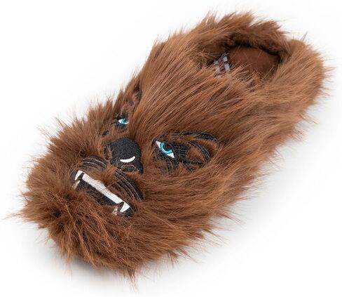STAR WARS Chewbacca Men's Brown Mule Slippers Fluffy Indoor Lounging Footwear Movie Theme Comfort Shoes | Merch in Saudi Arabia