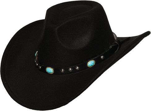 UNDERWRAPS Black Cowboy Hat With Turquoise Oval Gem Band Adult Costume Accessory in Saudi Arabia