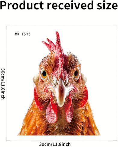Rooster Window Stickers - Realistic Chicken Head Peeking Static Decal | Farm Animal Novelty Decal for Windows & Glass Doors in Saudi Arabia