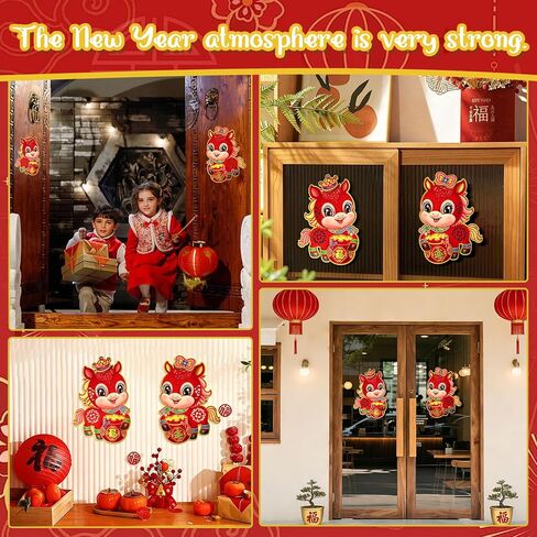 ABTOLS 2 Pcs Chinese New Year Door Stickers 2026 Years of Zodiac Horse, Cartoon Red Fu Window Clings Traditional Lunar New Year Decoration Spring Festival Party Supplies in Saudi Arabia