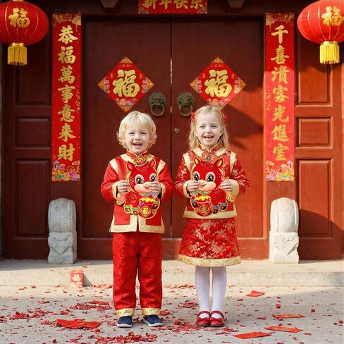 ABTOLS 2 Pcs Chinese New Year Door Stickers 2026 Years of Zodiac Horse, Cartoon Red Fu Window Clings Traditional Lunar New Year Decoration Spring Festival Party Supplies in Saudi Arabia