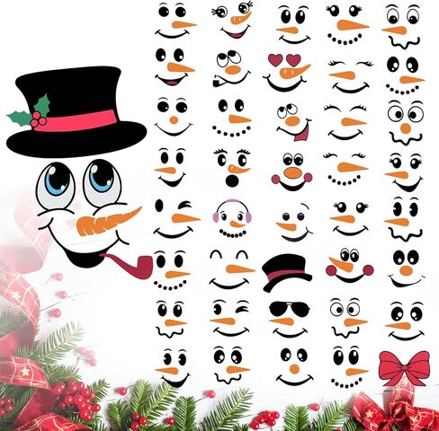 41 PCS Snowman Face Stickers for Crafts Christmas Decorations, Suitable for Cups, Water Bottles, refrigerators, Christmas Balls, Windows, DIY Craft Decals, and Other Christma Party Decorations. in Saudi Arabia