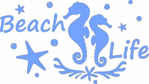 Beach Life Ocean Sea Horse Star Fish Bubbles - ملصق نافذة من الفينيل مقطوع بالقالب للسيارة/الشاحنة (أبيض) in Kuwait
