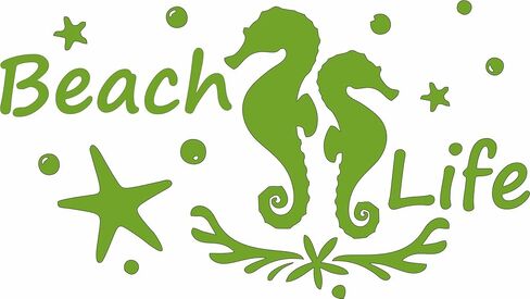 Beach Life Ocean Sea Horse Star Fish Bubbles - ملصق نافذة من الفينيل مقطوع بالقالب للسيارة/الشاحنة (أبيض) in Kuwait